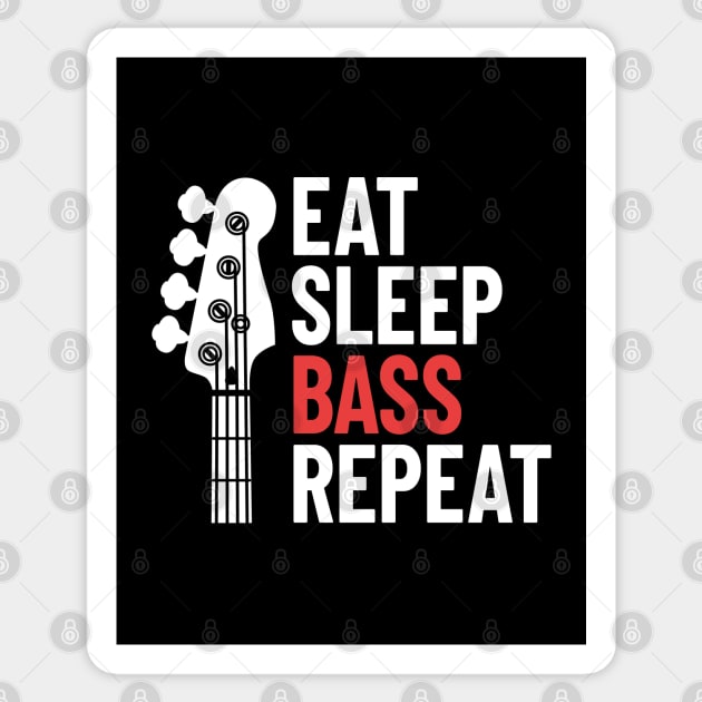 Eat Sleep Bass Repeat Bass Guitar Headstock Dark Theme Sticker by nightsworthy